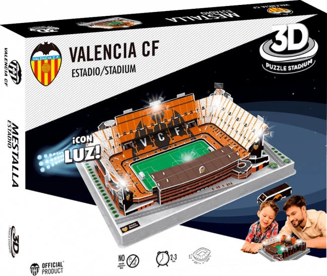 3D Puzzle Stadion Mestalla FC Valencia Leuchtend