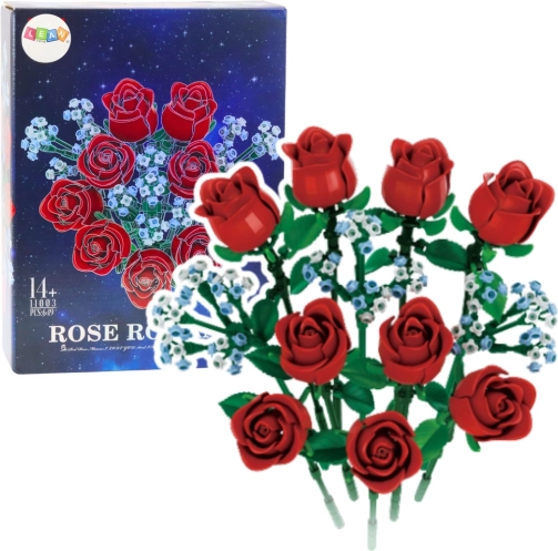 Konstruktions-Bausatz Rosenstrauß aus roten Rosen, 649 Teile