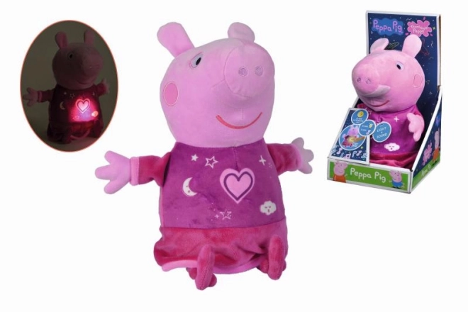 Peppa Pig 2-in-1 Kuscheltier mit Schlaflied und Licht, rosa, 25 cm