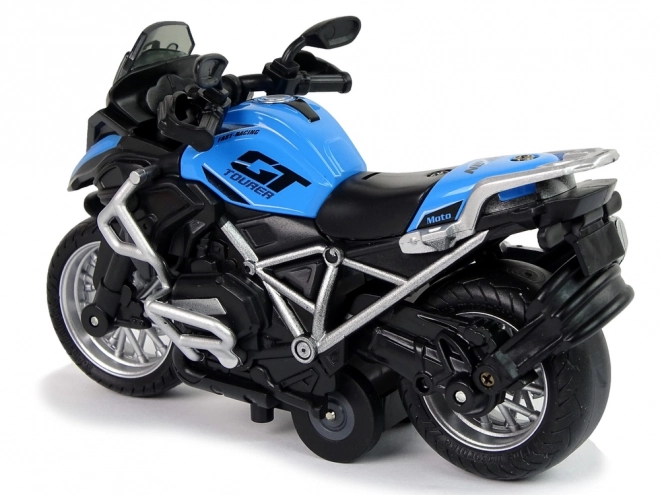 Motorrad GT Blau mit Pull-Back-Antrieb und Soundeffekten