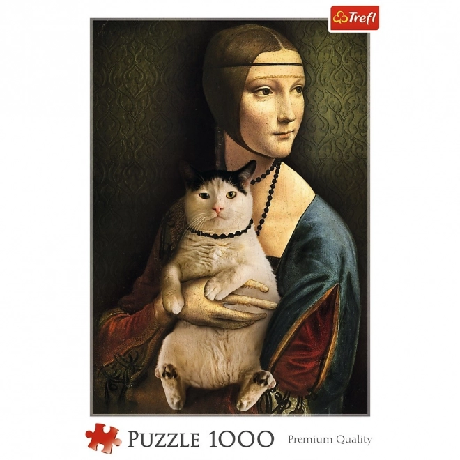 Puzzle 1000 Teile Dame mit Katze