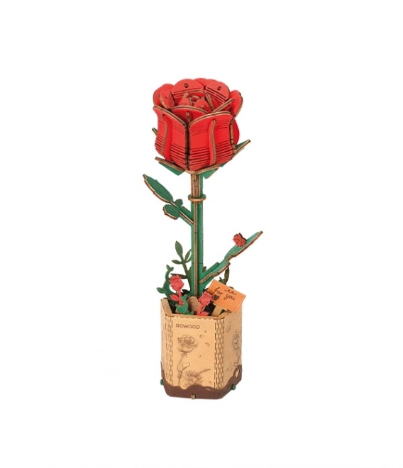 3D Holzpuzzle Rote Rose