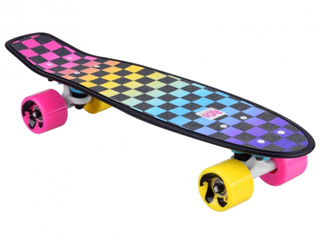 Retro Poly Cruiser Skateboard Buntes Schachbrett