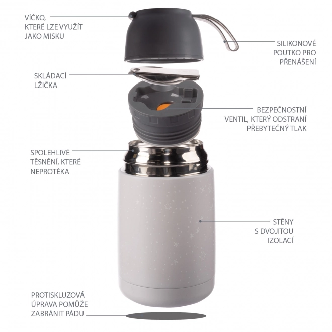 Isolierte Speisen-Thermosflasche mit Silikongriff 620 ml