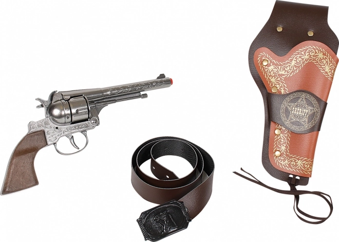 Cowboy-Set mit Revolver und Sheriff-Stern