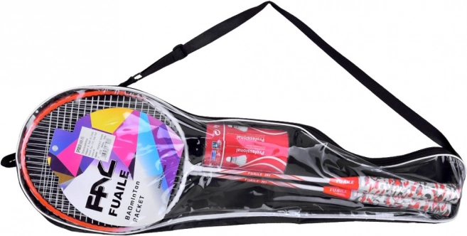 Komplettes Badminton-Set mit Schlägern und Bällen in Hülle