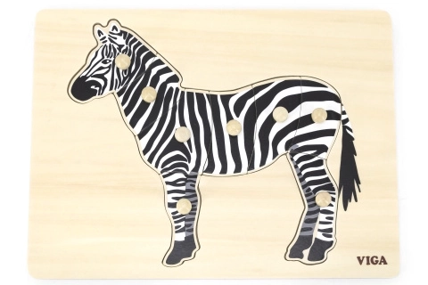 Holz-Montessori-Steckpuzzle - Zebra