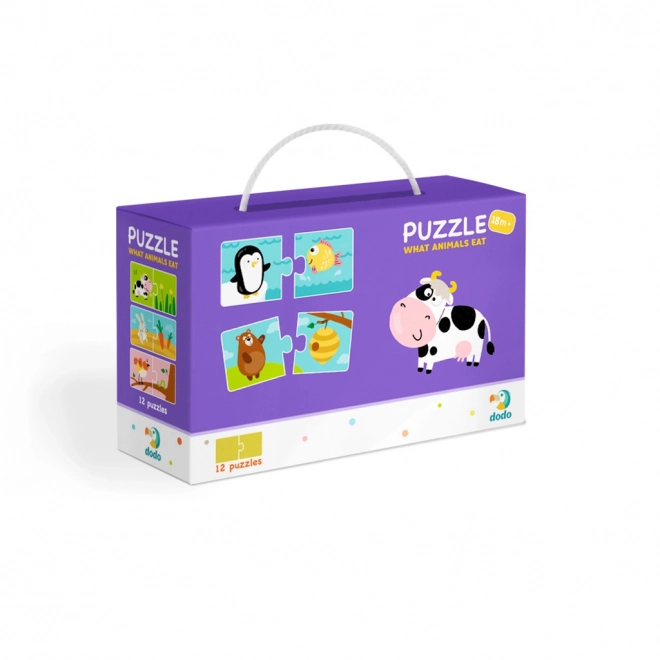 Puzzle Duo Was Tiere essen - 12x2 Teile