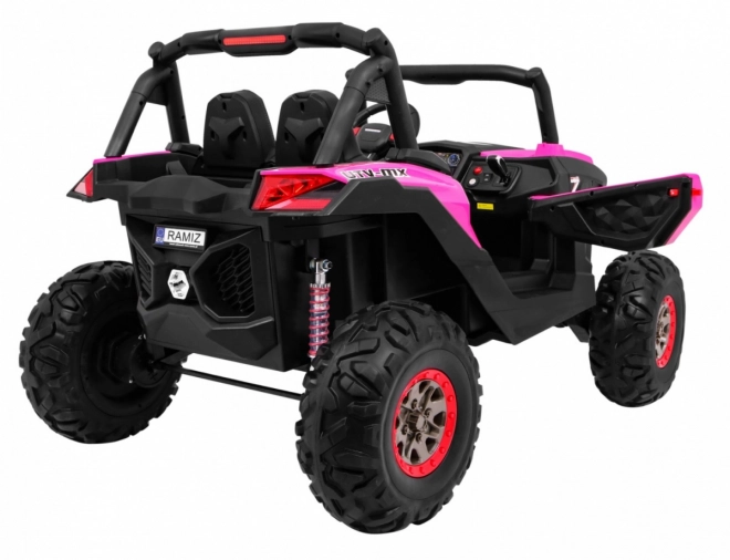 Kinderwagen SuperStar rosa + Antrieb 4x4 + Fernbedienung + Kofferraum + MP3 LED + Türschloss