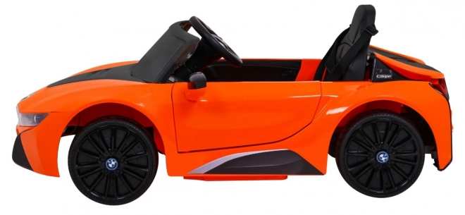 BMW I8 Lift Batteriefahrzeug Orange + Fernbedienung + Langsamer Start + 3-Punkt-Gurte + MP3 USB + LED-Diode