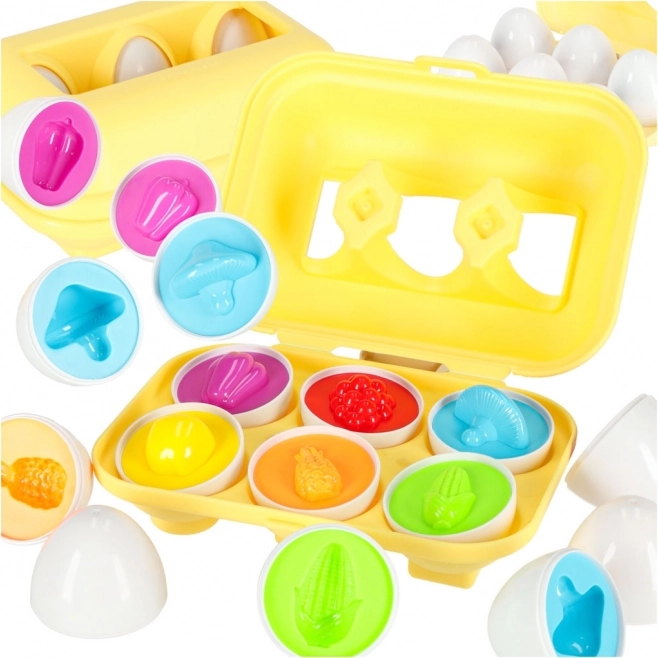 Bildungsspielzeug für Kinder Montessori - Erkennen von Formen und Farben mit Eiern
