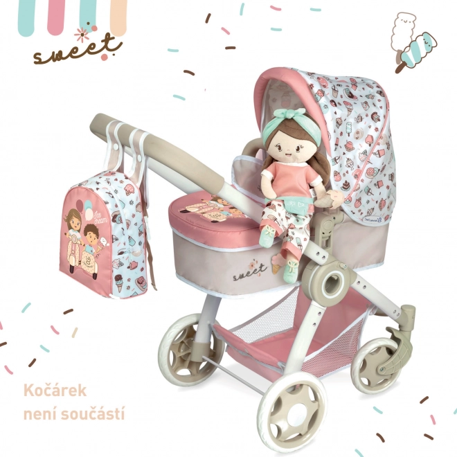 Plüschpuppe SWEET mit Wiege - 36 cm