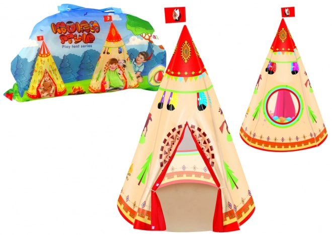 Tipi Zelt für Kinder im Indianer Stil Garten Creme