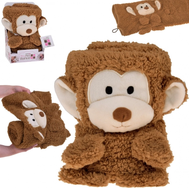 Weiche Decke – Kuscheltier 2-in-1 Äffchen, Farbe Mokka