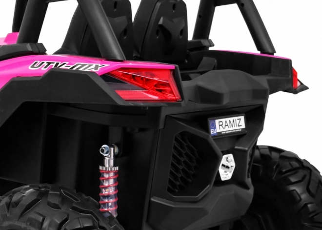 Kinderwagen SuperStar rosa + Antrieb 4x4 + Fernbedienung + Kofferraum + MP3 LED + Türschloss