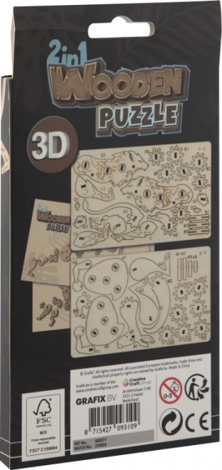 Grafix 3D Holzpuzzle Set Känguru und Löwe