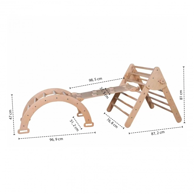 Großes Montessori Kletterset aus natürlichem Holz