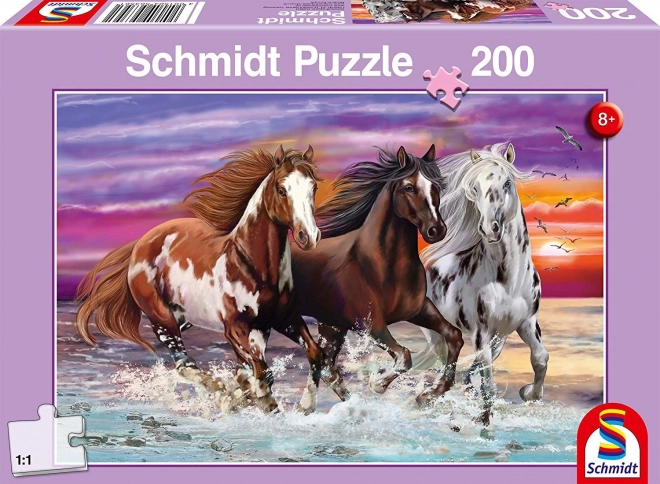 Schmidt Puzzle Wilde Pferdetrojka 200 Teile