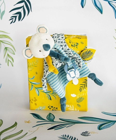 Doudou Geschenkset - Koala Yoca Kuscheltier mit Schnullerhalter