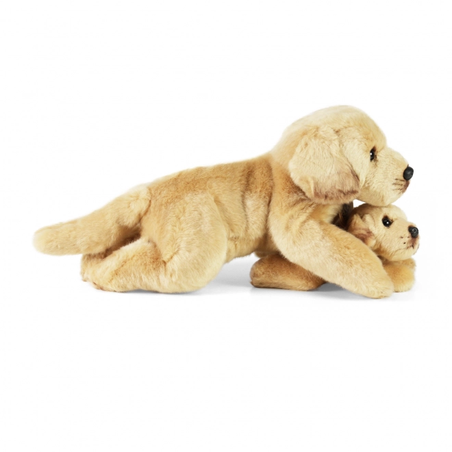Plüschhund Labrador mit Welpe liegend 25 cm