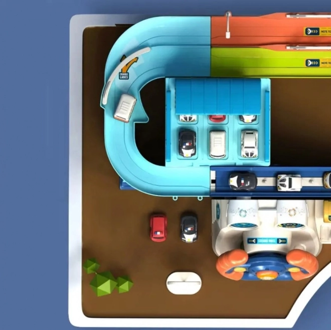 Woopie Parkgarage mit Interaktivem Lenkrad und 4 Autos