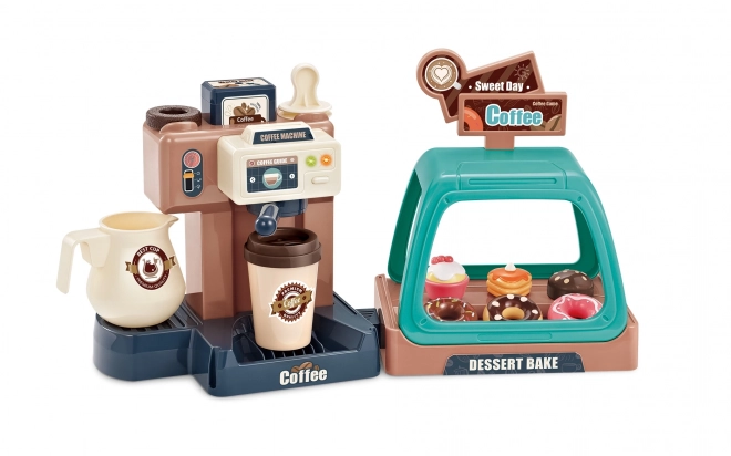 Woopie Spielzeug-Kaffeebar mit Kaffeemaschine und Kuchenvitrine