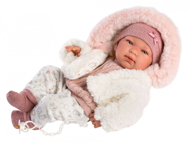 Realistische Babypuppe mit Geräuschen und weichem Körper 44 cm