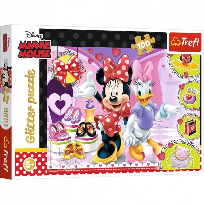 Glitzer Minnie Puzzle mit 100 Teilen