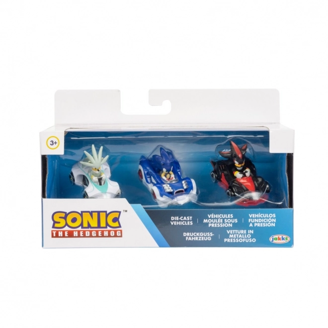 Metallmodellauto mit Sonic Figur 1:64 - 3er Set