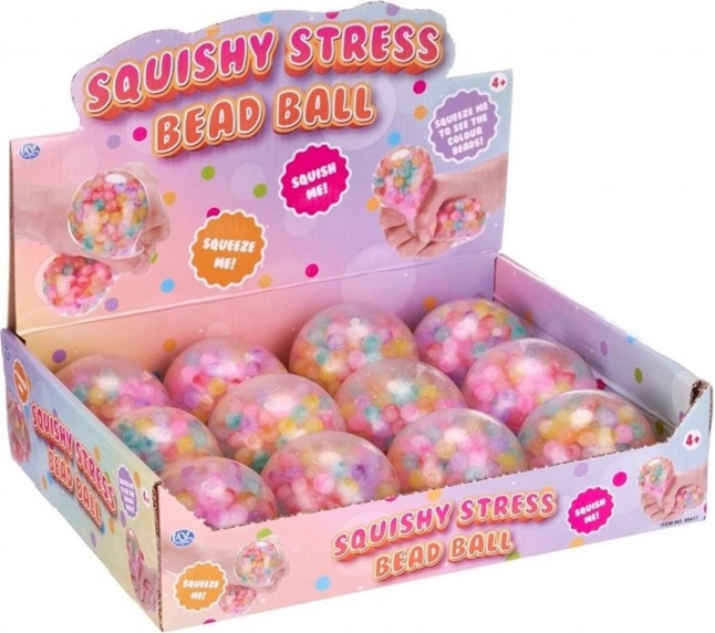 Antistress-Silikonball mit bunten Kügelchen 7 cm