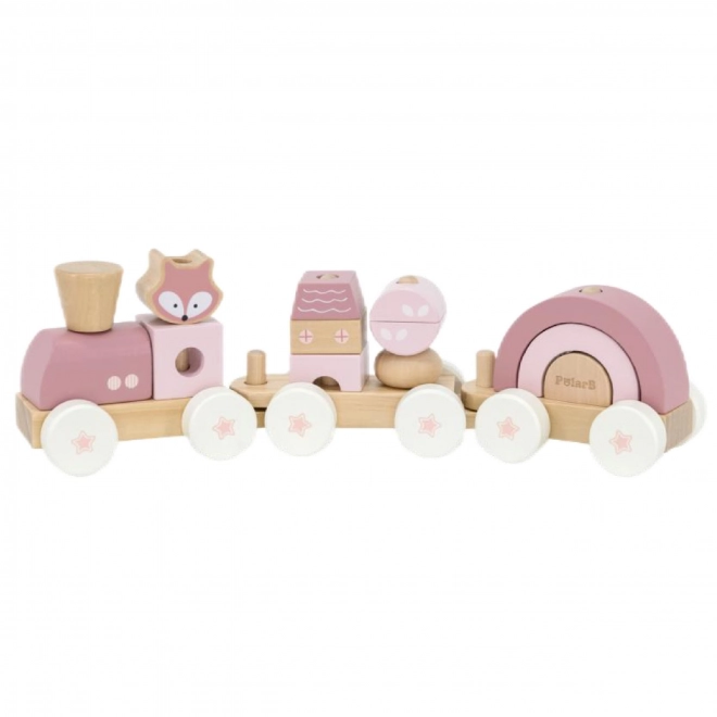 Viga Polarb rosa Eisenbahn mit Waggons und Bausteinen