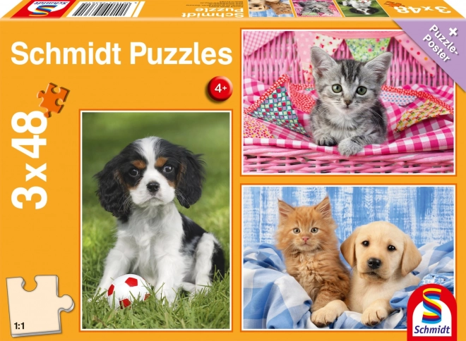 Schmidt Puzzle Meine Lieblings-Tiere 3er Set mit 48 Teilen