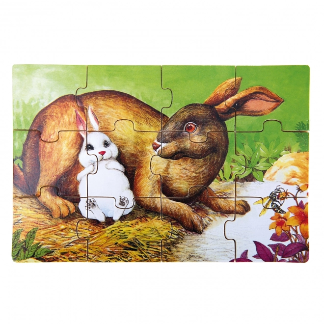 Bino Holzpuzzle Tiere in Box