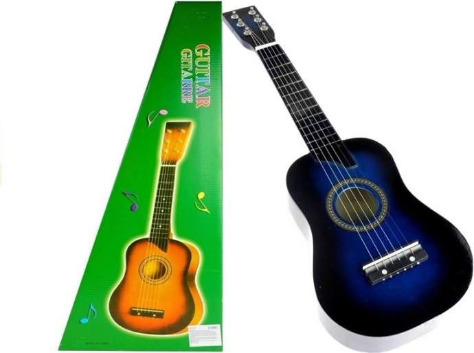 Klassische Holzgitarre mit Plektrum, blau, 60 cm