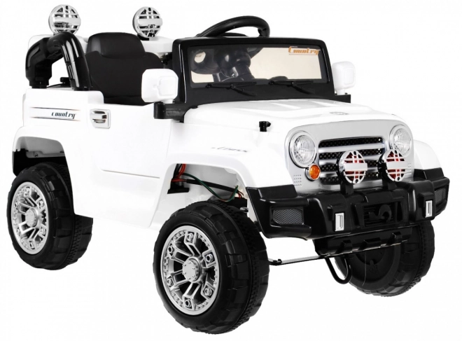 JJ Geländewagen auf Batterie für Kinder Weiß + Fernbedienung + Stauraum + Lichter + Audio