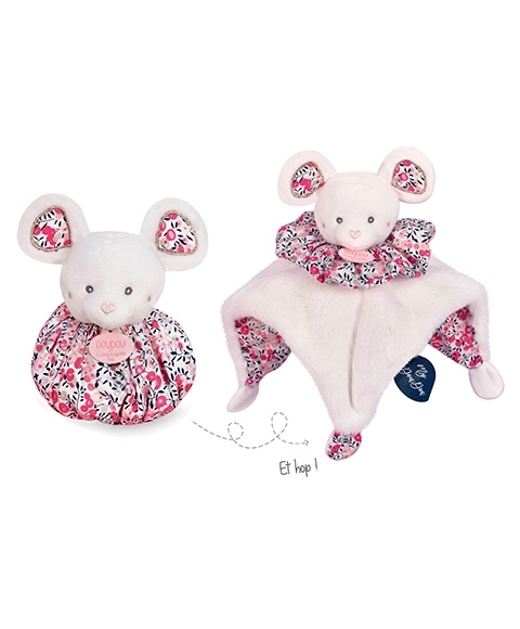 Doudou Kuscheltier Maus Rosa 3-in-1