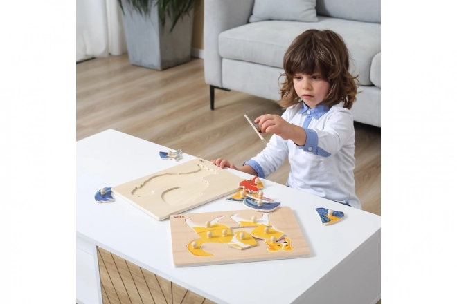 Montessori Holzpuzzle Hahn