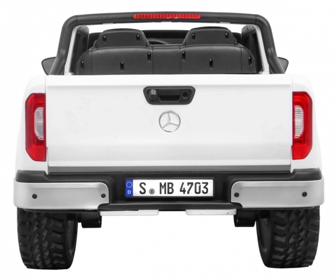 Mercedes Benz Klasse X für Kinder weiß + Fernbedienung + 4x4 + MP4 + Gepäckträger + LED + EVA