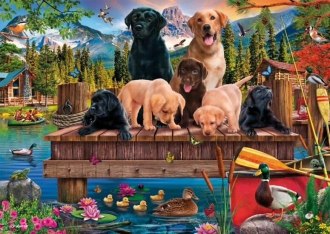 Puzzle Hund Familie am See 1000 Teile