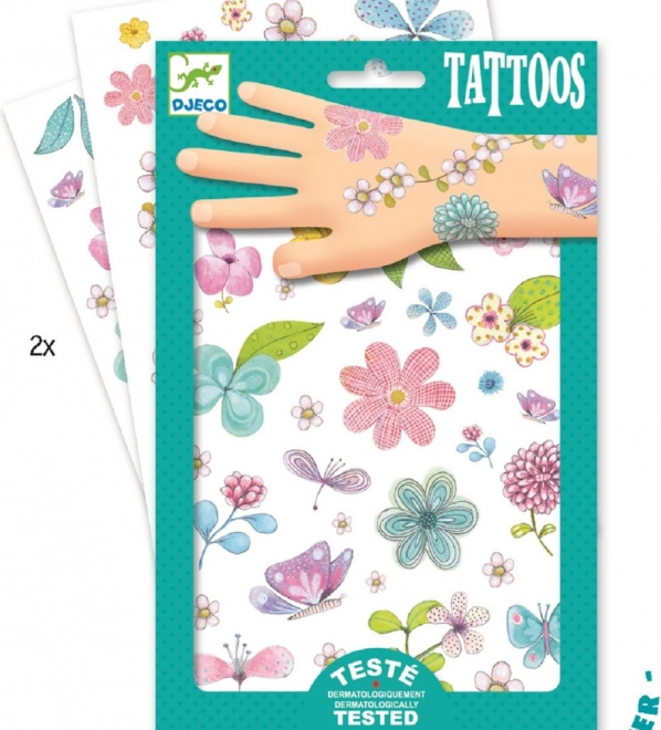 Djeco temporäre Tattoos mit Blumen (2 Bögen)