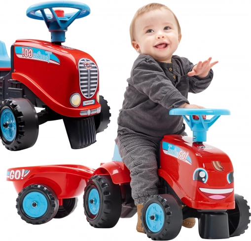 FALK Rutscher-Traktor GO mit abnehmbarem Anhänger, rot