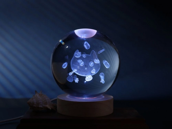 Kristalllampe Rund Katze 10 cm