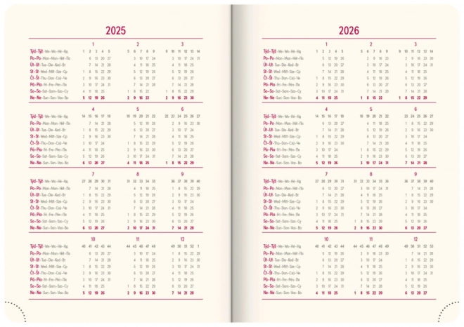 Täglicher Kalender Diamante 2025 Rot