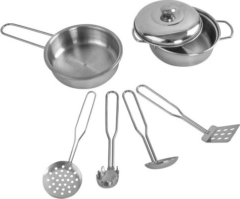 Metallgeschirr und -utensilien im Set
