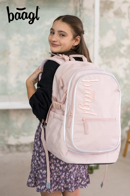 Baagl 3-teiliges Set Core Creamy: Rucksack, Federmäppchen, Beutel