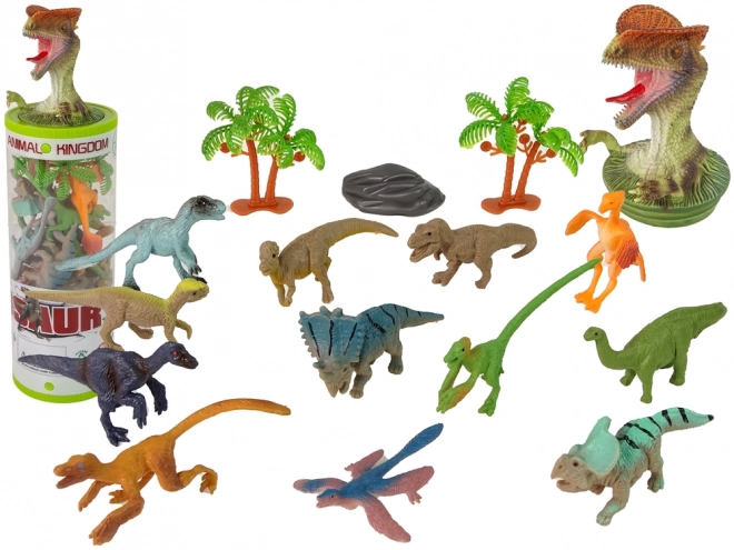 Satz Tiere Dinosaurier Figuren 12 Stk. Zubehör in Röhre