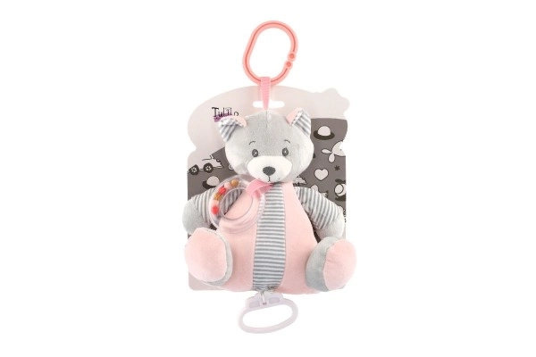 Aufziehbarer Plüsch-Spieluhr-Bär 18x17cm rosa auf Karte im Beutel 0+