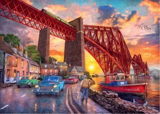 Puzzle 1000 Stück Brücke beim Sonnenaufgang