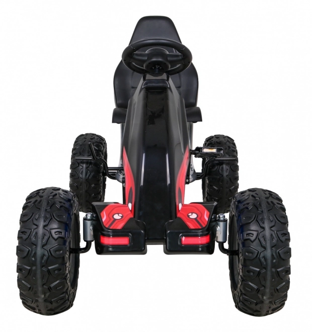 Großes starkes Tretkart für Kinder Schwarz + 100 kg Tragkraft + EVA Räder + Handbremse + Sportsitz
