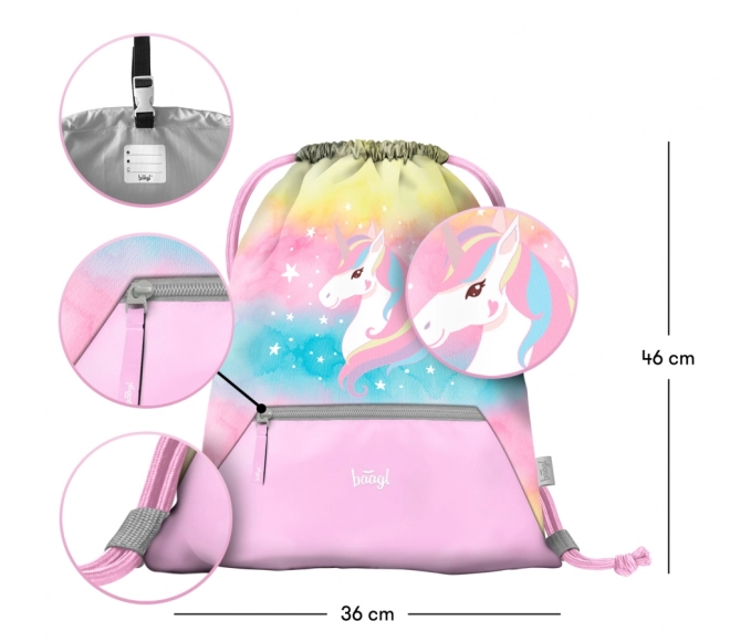 Baagl Turnbeutel Mit Tasche Rainbow Unicorn